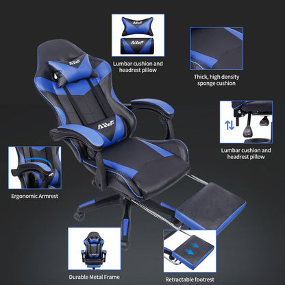 Office Chair, Gaming Chair,Gaming Chair, Ergonomic Gamer Chair with Footrest, Headrest,Lumbar Cushion, Padded Gaming Chair, Swivel Chair