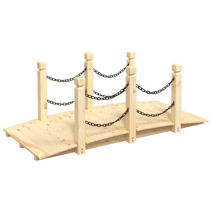 Solid Fir Wood Garden Bridge with Chain Railing - 150x67x56cm Outdoor Patio Deck, Weather-Resistant Natural Wood Design for Garden, Patio, or Backyard - Durable & Easy-Clean Surface, Patio Furniture, Patio Decor, Elegant Wood