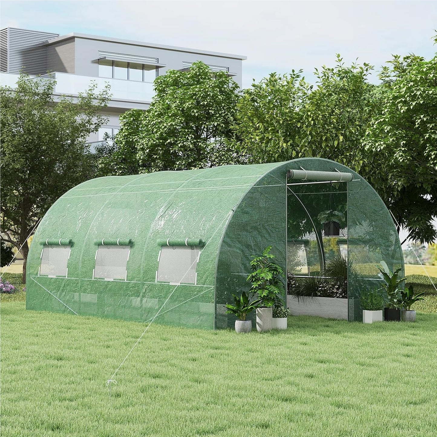 Kassen – Tuinkas – Groentetuin Kas – Serre – Plantentunnel – 4x3x2m – Metalen Frame & 6 Inklapbare Ramen