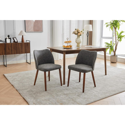 Set of 2 Upholstered Dining Chairs with Wood Legs | Wing Backrest, Thick Cushions, Leveling Feet, Rustic Style, Hardwood Material, Mixed Color for Dining and Living Room