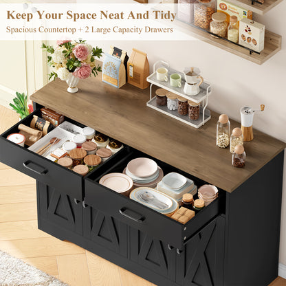 Dressoir – Sideboard – Opbergkast – Ladekast – Kast – Modern Zwart-Wit – 120 cm Breed – Houtvezelplaat – 3,2+ Kubieke Voet Opbergruimte – Vrijstaand – Makkelijk Zelf Te Monteren