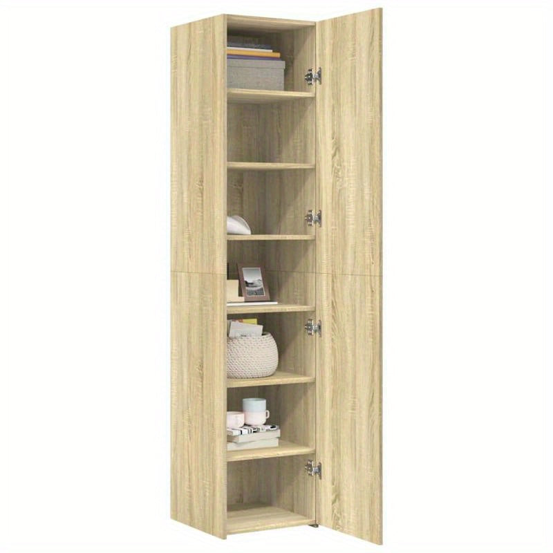 Europees Eikenkast Highboard – Kast – Dressoir – Opbergmeubel – Bergkast – Massief Hout & Kurk – 2 Laden en 2 Open Vakken – Compact 40x42,5x185 cm – Modern Minimalistisch Design