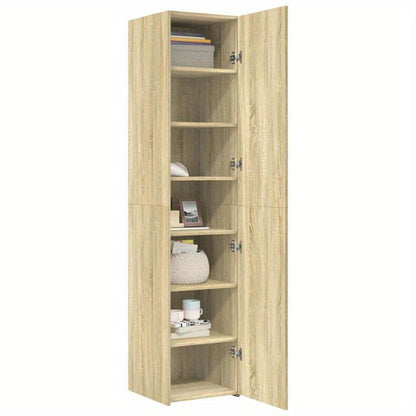 Europees Eikenkast Highboard – Kast – Dressoir – Opbergmeubel – Bergkast – Massief Hout & Kurk – 2 Laden en 2 Open Vakken – Compact 40x42,5x185 cm – Modern Minimalistisch Design