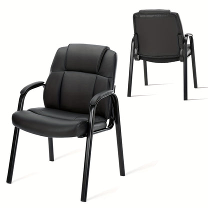 Ergonomische Bureaustoel – Kantoorstoel – Vergaderstoel – Thuiswerkstoel – Directiestoel – PU Leer – Stevige Vijfwielbasis – Comfortabele Gewatteerde Zitting – Zwart
