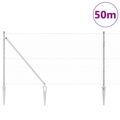 3D Tuinafscheiding – Tuinhek – Schutting – Tuinborder – Erfafscheiding – Zilveren PVC-Gecoat Staal – 1,4 x 50 Meter – Winterhard & Weerbestendig