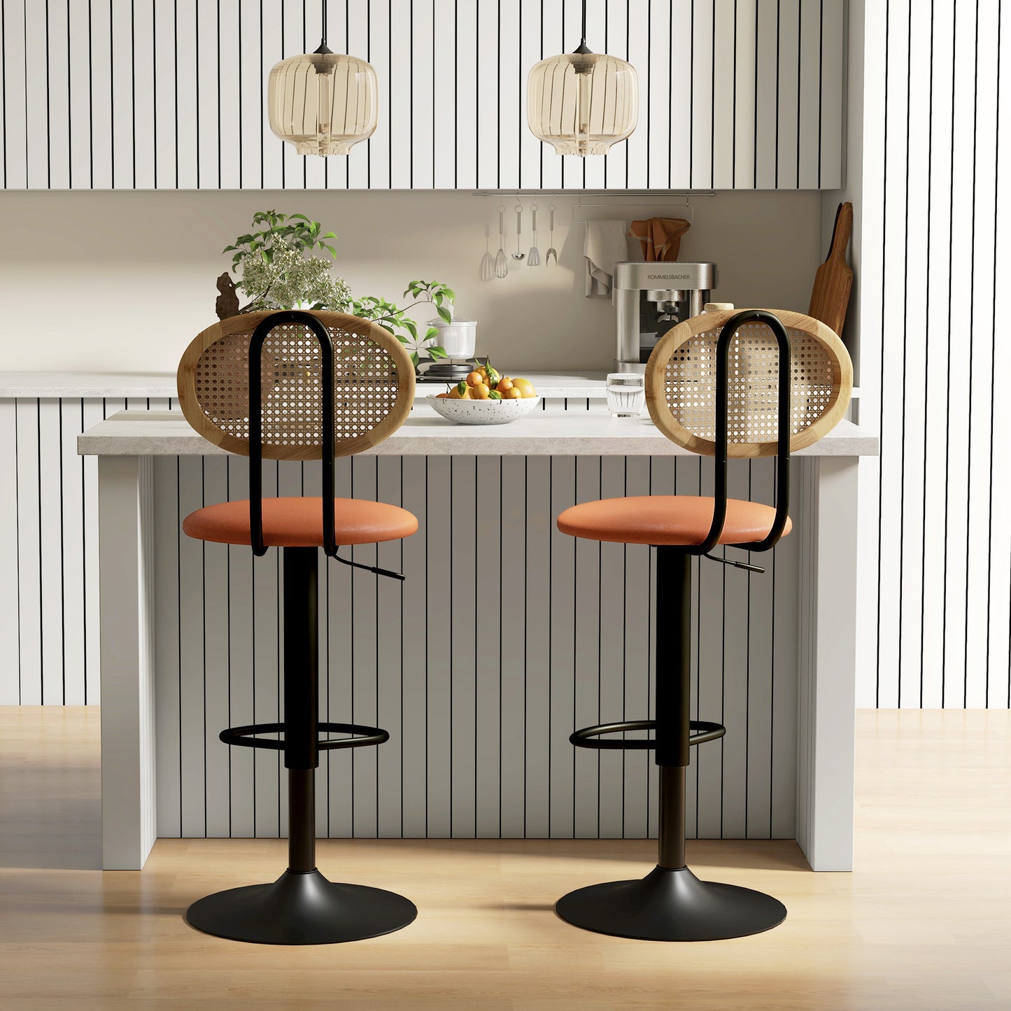 Barkrukken – Barkstoelen – Hoge Stoelen – Barstoelen – Verstelbare Barkrukken Bruin – 360° Draaibaar – Hoogte Verstelbaar 92-113,5 cm