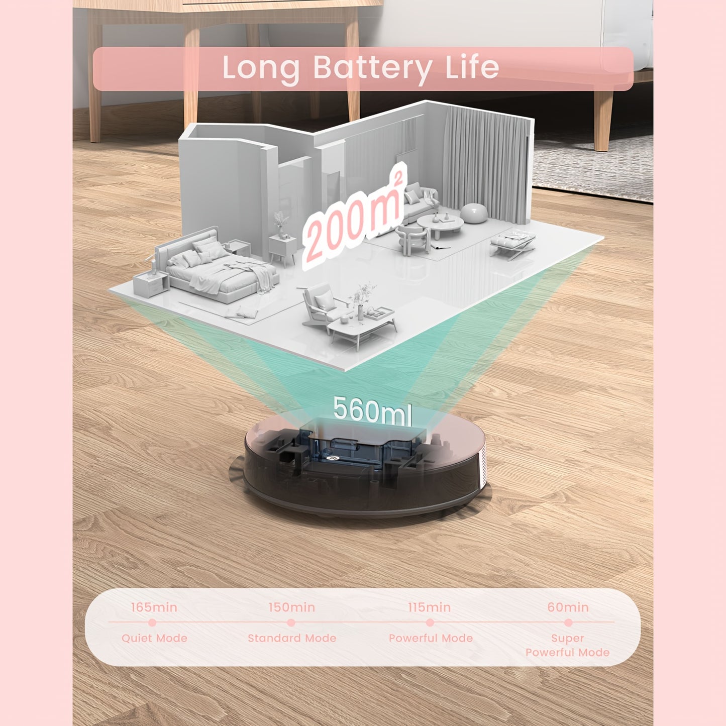 Robotstofzuiger – Robot Cleaner – Robotstofzuiger Automatisch – Stofzuigrobot – Dierenhaar Verwijderaar – Krachtige Zuigkracht 6000 Pa – Lange Batterijduur 165 Minuten