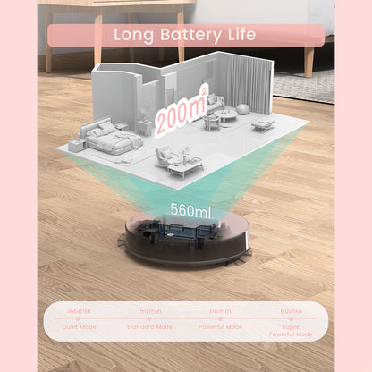 Robotstofzuiger – Robot Cleaner – Robotstofzuiger Automatisch – Stofzuigrobot – Dierenhaar Verwijderaar – Krachtige Zuigkracht 6000 Pa – Lange Batterijduur 165 Minuten