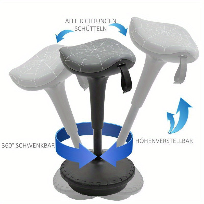 Office Stool with Swivel Function, Ergonomic Design, Adjustable Height from 65.5 to 83.5 Cm, Tiltable at 120°, Gray Color, Leisure Chair, Comfortable Living Room Furniture, Multifunctional Seat, Suitable for Living Room, Bed