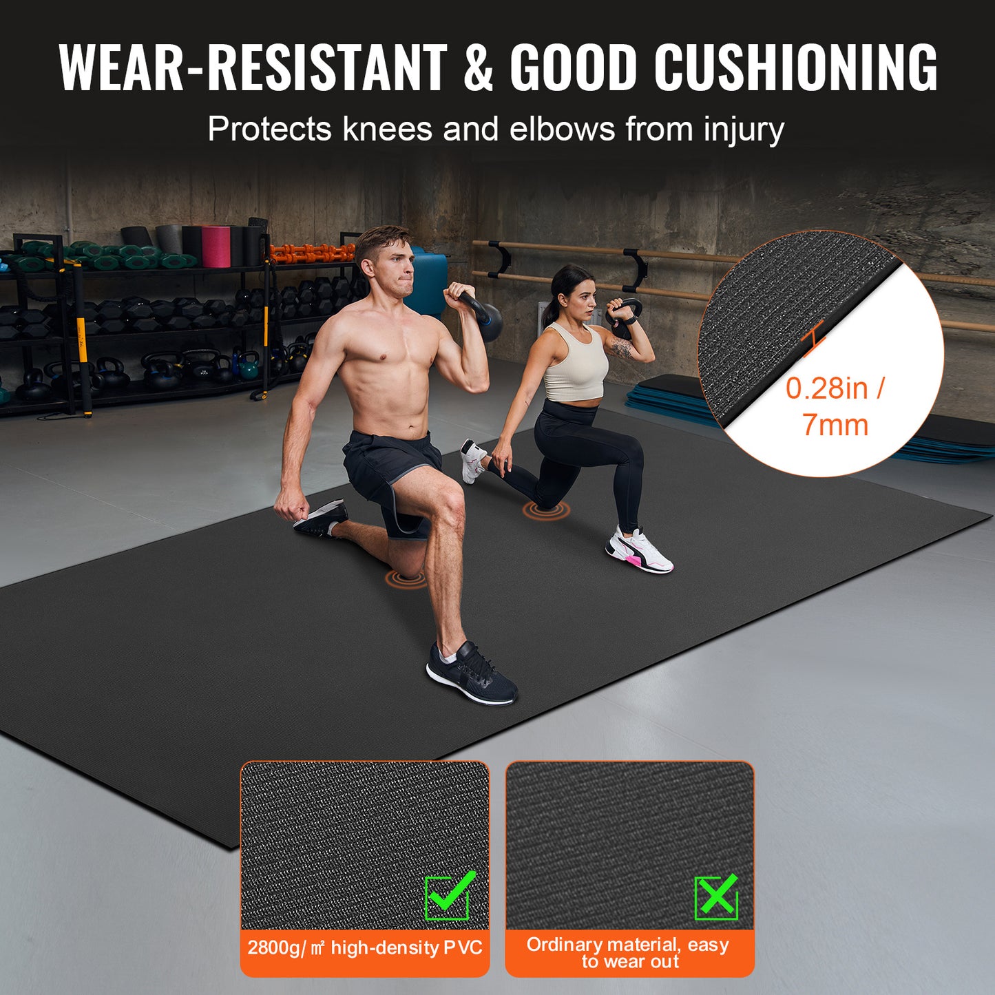 Fitnessmat – Yogamat – Trainingsmat – Oefenmat – Pilatesmat – Extra Groot 12x6ft – Anti-Slip PVC Dikte 7mm