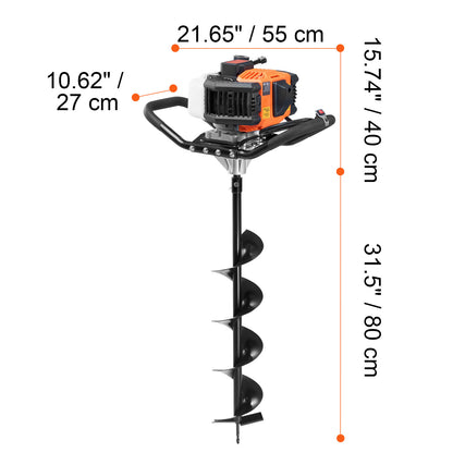 Grondboor – Palenboor – Bollenboor – Tuinboor – Benzinegrondboor – 63cc Motor – 20 cm Legeringsstaal Boorbit