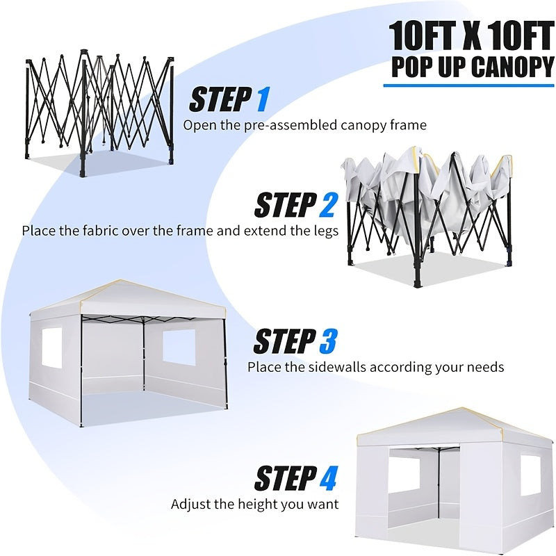 Pop-up Tent – Vouwtent – Partytent – Strandtent – Buitentent – Grijs – 3,05×3,05 Meter – PU-Gecoat Oxford Stof – Stevig Carbonstaal Frame