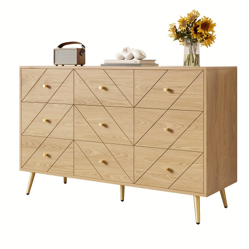 Ladekast – Kast – Dressoir – Opbergmeubel – Kledingkast – Metalen Poten – Bamboe Materiaal – Natuurlijke Beige Kleur – 3,2 Kubieke Voet Opbergruimte – Stevig En Duurzaam