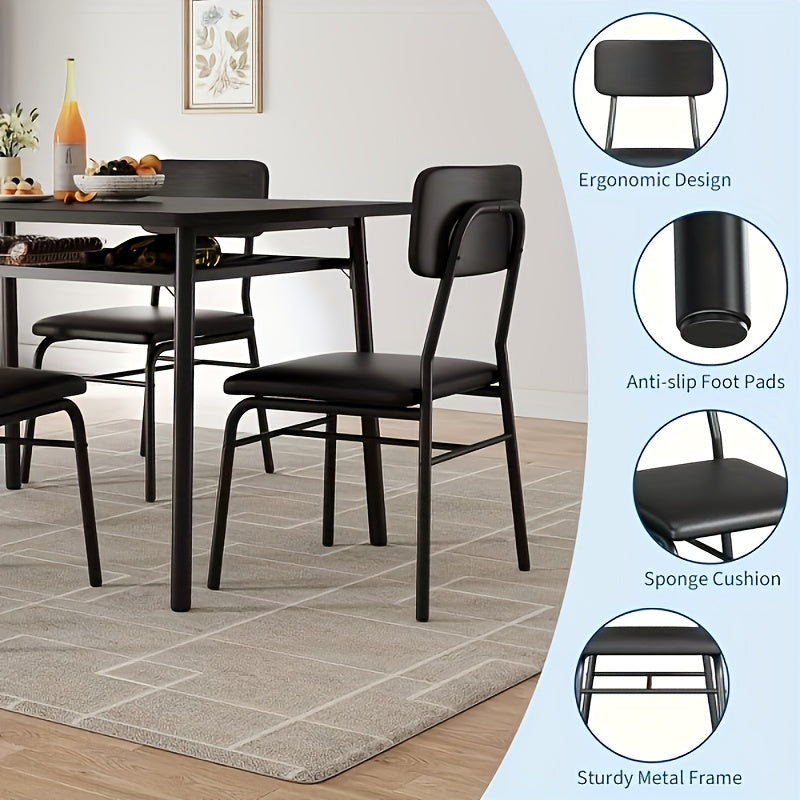 Eetkamerset – Eettafelset – Eetkamermeubels – Diningset – Keukenmeubel – Modern Rustiek Design – Compact Met Opbergrek – Duurzaam Hout & MDF – Zwart Houtnerf