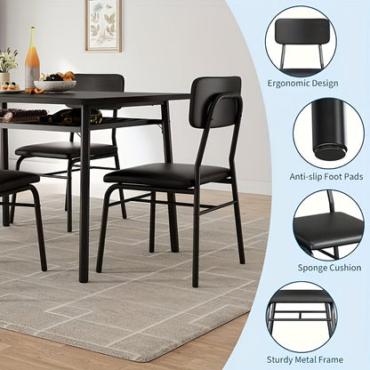 Eetkamerset – Eettafelset – Eetkamermeubels – Diningset – Keukenmeubel – Modern Rustiek Design – Compact Met Opbergrek – Duurzaam Hout & MDF – Zwart Houtnerf