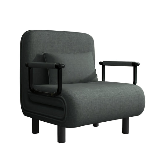 Zithoekbed – Slaapbank – Slaapstoel – Slaapfauteuil – Slaapzetel – Verstelbare Rugleuning 5-standen – Duurzame Polyester Bekleding – Compact 60x68x85 cm – Geen Montage – Grijs