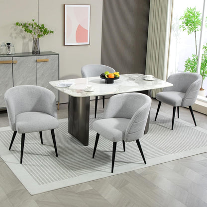 Bezoekersstoelen – Stoel – Eetkamerstoel – Vergaderstoel – Tufted Stoel – Set van 4 Grijze Stoelen – Metalen Poten – Comfortabele Rugleuning