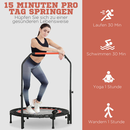 Mini Trampoline – Fitness Trampoline – Rebounder – Bounce Trainer – Workout Trampoline – 102 cm – 4-voudig Verstelbare Handgrepen – Maximale Belastbaarheid 100 kg