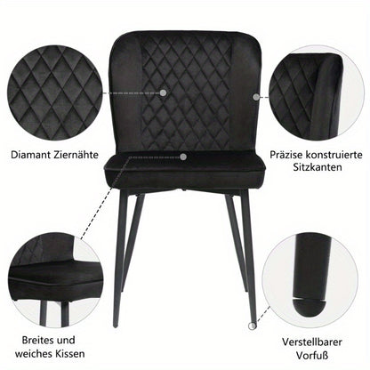 Eetkamerstoelen – Stoelen – Kuipstoelen – Keukenstoelen – Zwarte Stoffen Bekleding – Metalen Frame – Comfortabele Rugleuning – Set van 6