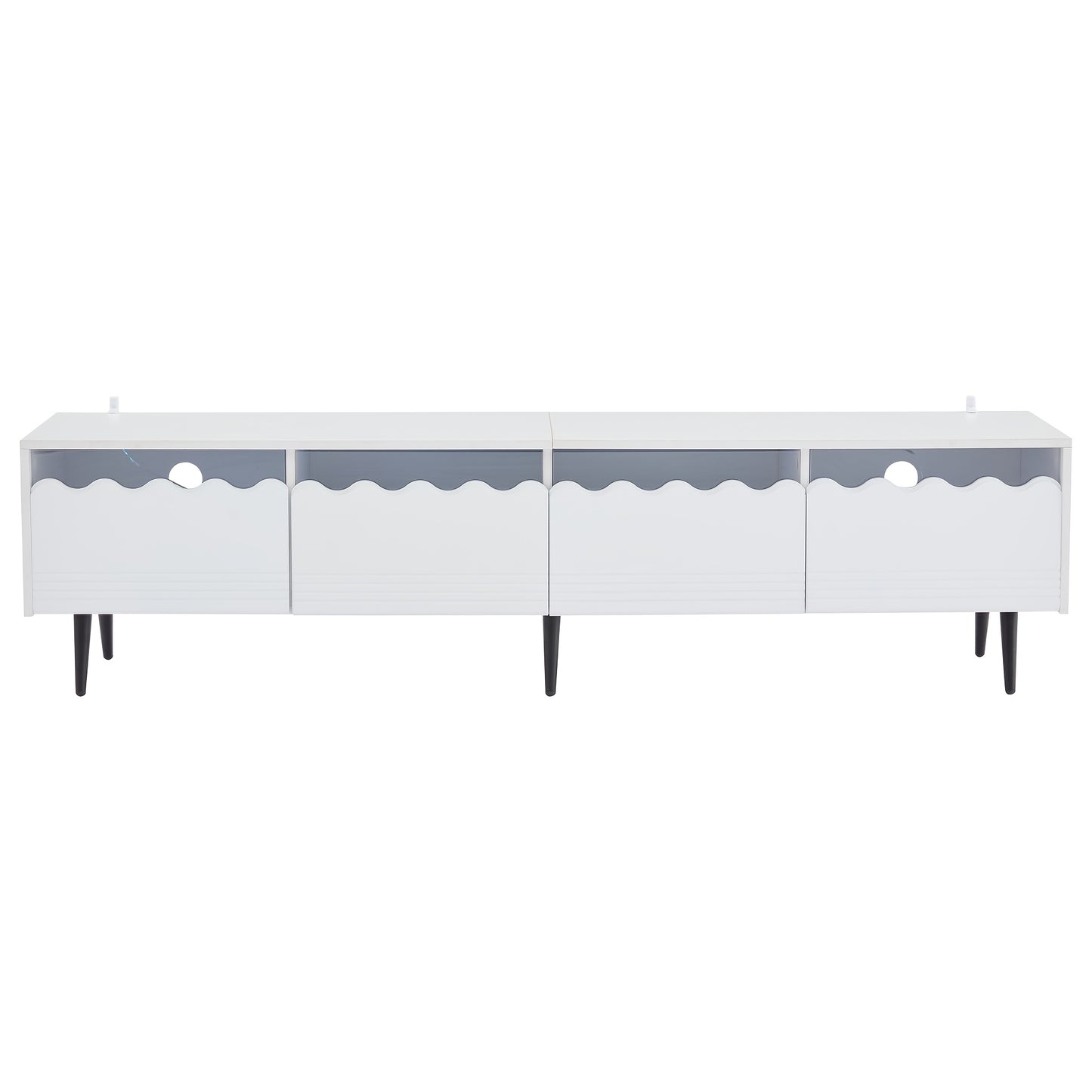 Modern White TV Stand with 2 Drawers & 6 Legs - Sturdy Metal Frame, 2-Tier Design for 75-Inch TVs, Space-Saving Living Room Furniture, No Power Needed, Easy Assembly, Durable & Stylish Storage Solution, Tv Table for Living Ro