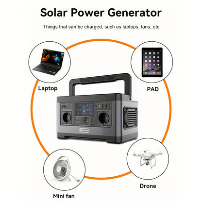 Flashfish Portable Power Station 500watts, 520Wh Emergency Backup Portable Power Station 500W (1000W Peak Power), Lithium Battery Power Bank Power Bank With Pure Sine Wave AC Output For Camping Adventures And Emergencies Powe