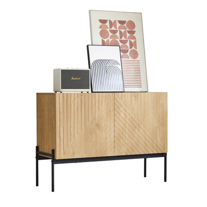 Modern Dressoir – Sideboard – Opberger – Kast – Dressoirkast – Rood Hardhout – Met Metalen Poten – Verstelbare Planken – Geen Montage Nodig