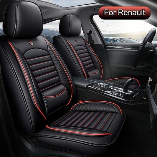 Universal Car Seat Covers Set of 5, for Renault Clio, Captur, Megane, Kadjar, Austral, Arkana, Symbioz, Waterproof PU Leather Car Seat Covers, Front and Rear Seat Protectors, Adjustable Car Seat Protectors
