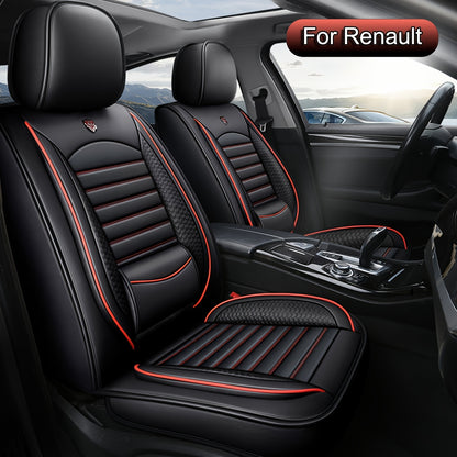 Universal Car Seat Covers Set of 5, for Renault Clio, Captur, Megane, Kadjar, Austral, Arkana, Symbioz, Waterproof PU Leather Car Seat Covers, Front and Rear Seat Protectors, Adjustable Car Seat Protectors