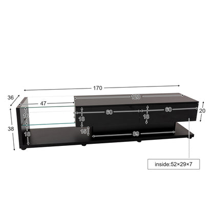 Lage TV-kast – Lowboard – Tv-meubel – Media Console – Entertainmentkast – Uitschuifbaar 127-150 cm – Hoogglans Zwart Spaanplaat