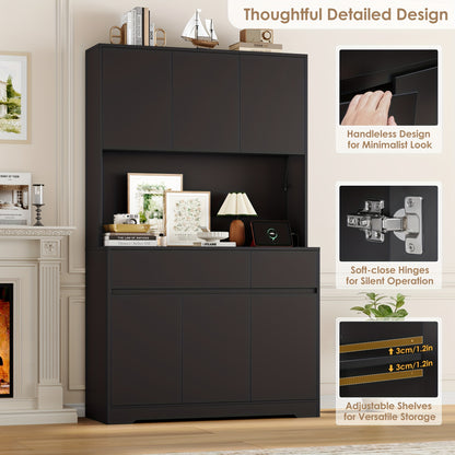 Keukenkast – Opbergkast – Buffetkast – Dressoir – Wit – Grote Opbergruimte – Verstelbare Planken – Spaanplaat Met Glas