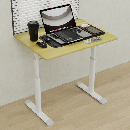 Verstelbaar Bureau – Zit- Sta Bureau – Werkplek Tafel – Studie Bureau – Compact Bureau – Handmatig Verstelbaar – Houten Blad 60x80 cm