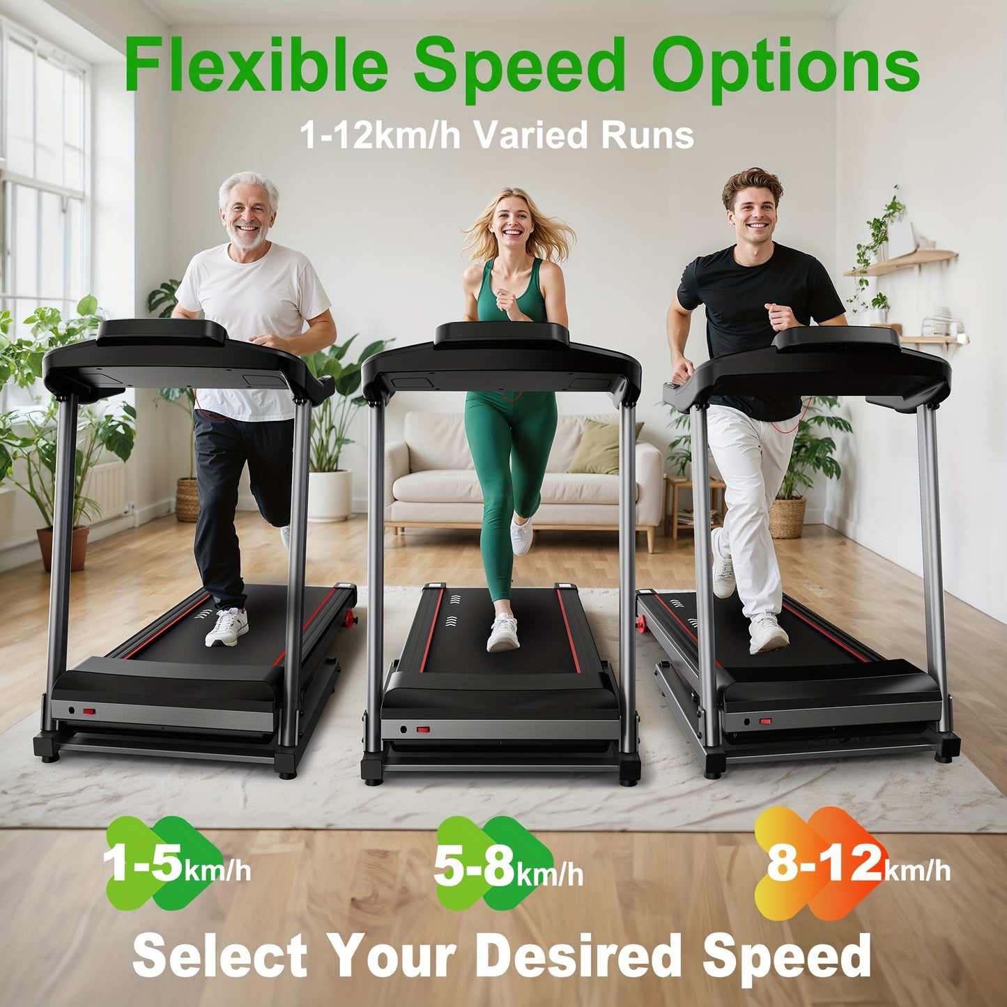 Loopband – Hardloopband – Wandelband – Treadmill – Walking Pad – 3 Hellingsniveaus – 2,5 PK Motor – Max 12 km/u – Draagvermogen 120 kg – App Compatible – Compact Design