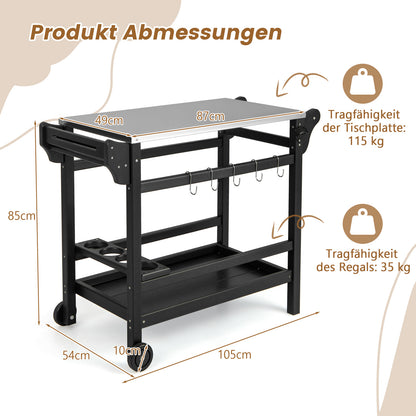 Outdoor Grillcart Tafel – Barbecue Tafel – Buitenkeukentafel – Grill Werktafel – Foodprep Tafel – Roestvrijstalen Werkblad – Weerbestendig HDPE Frame