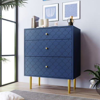 Ladekast – Ladenkast – Ladenkastje – Commode – Opbergkast – Navy Blauw – 3 Lades – Duurzaam Bamboe – Eenvoudige Montage