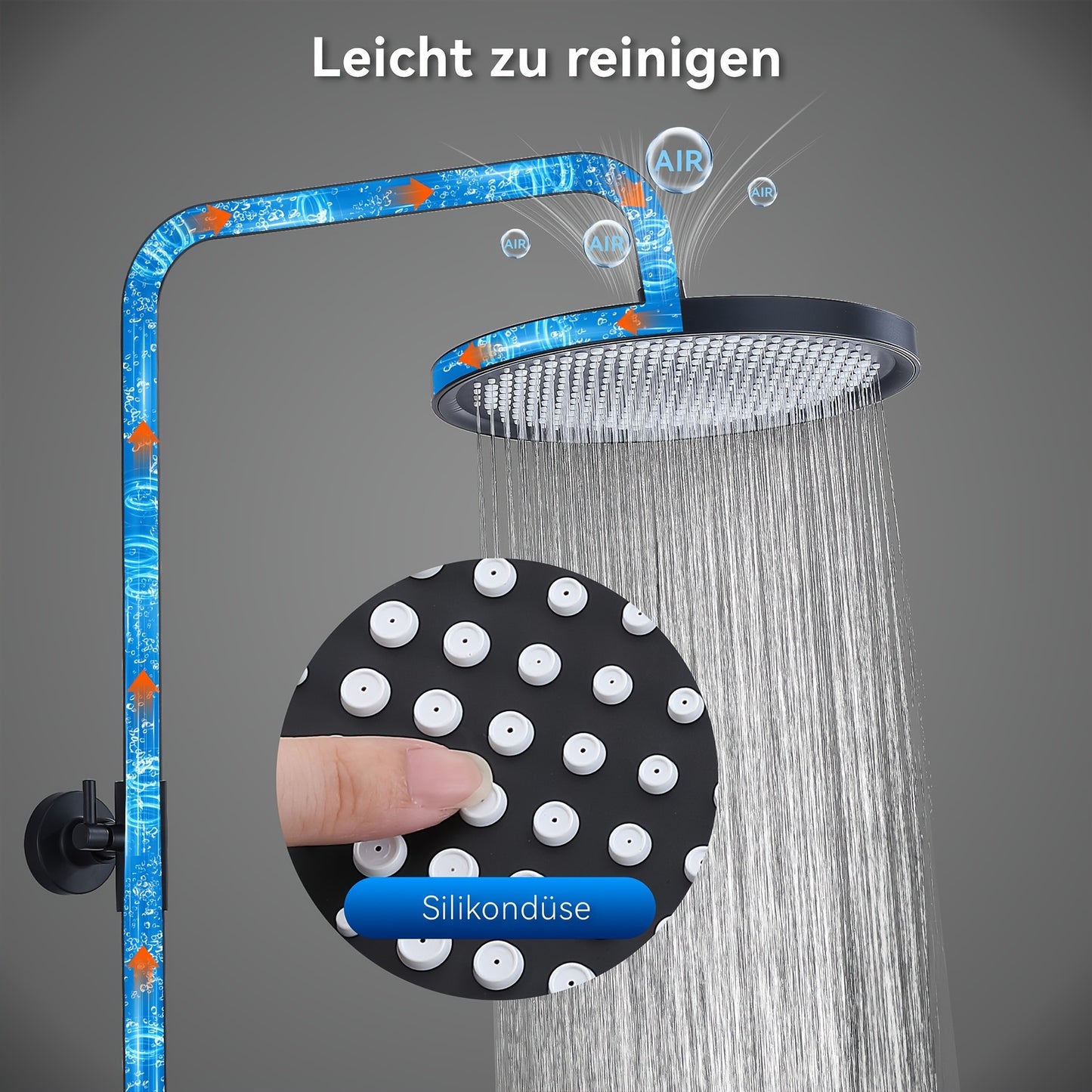 Thermostaatkraan – Douchekraan – Doucheset – Thermostatische Douche – Badkraan – Mat Zwart – 25 cm Hoofddouche – Constante Watertemperatuur