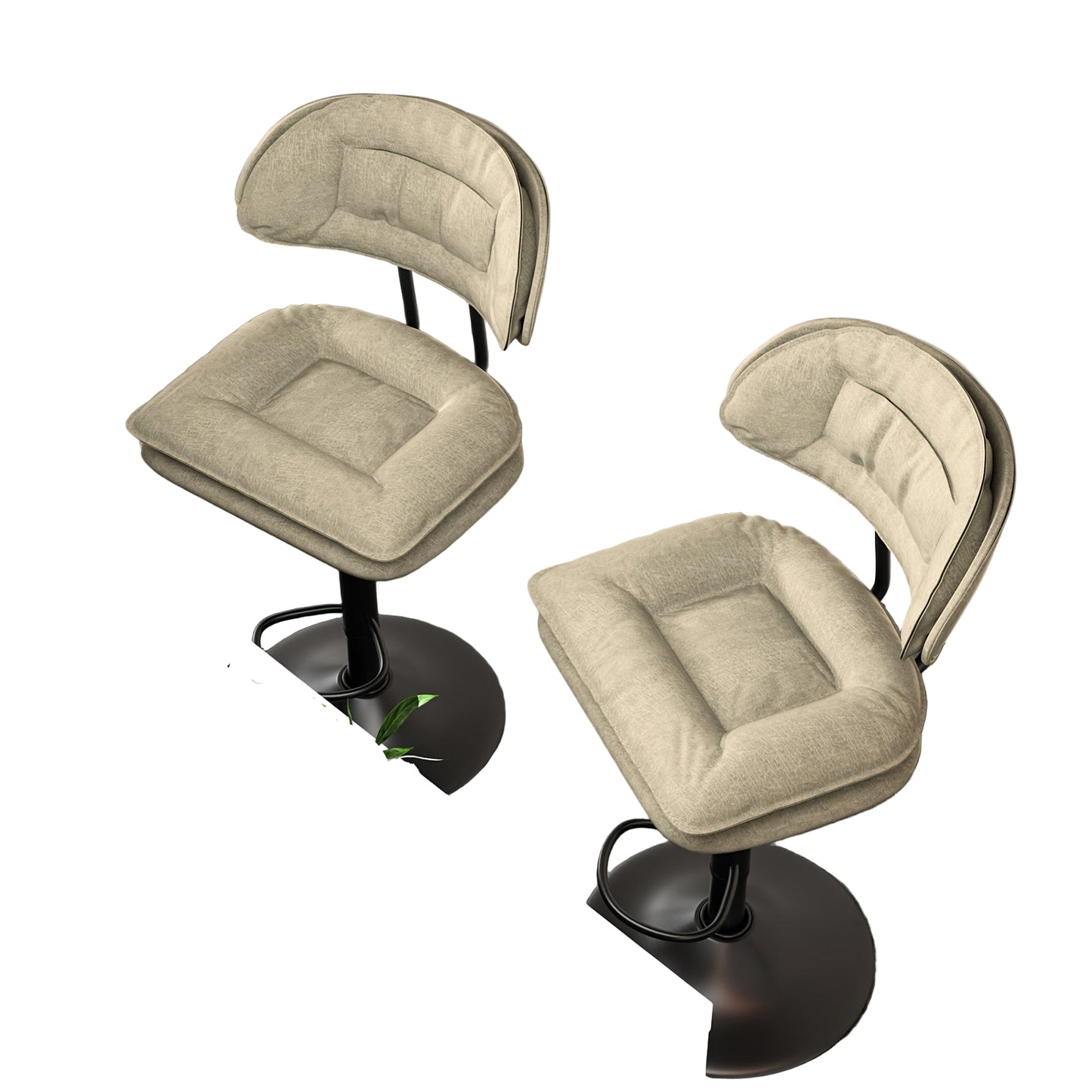 Barstoel – Barkruk – Barstoel Kruk – Barstoelen – Barkrukken Set – Beige – Kunstleer Dubbele Laag – Ergonomisch Verstelbaar & Draaibaar