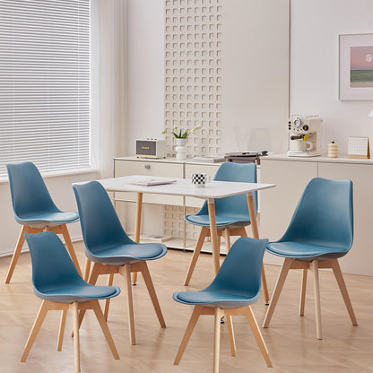 Eetkamerstoel – Stoel – Kuipstoel – Keukenstoel – Designstoel – Set Van 6 – PU Zitting – Beukenhouten Frame