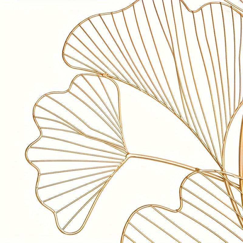 Wanddecoratie Ginkgo Bladeren – Muurkunst – Metalen Wandpaneel – Smeedijzeren Wandsculptuur – Woondecoratie – Handgemaakt – Duurzaam Smeedijzer – 119x57 cm