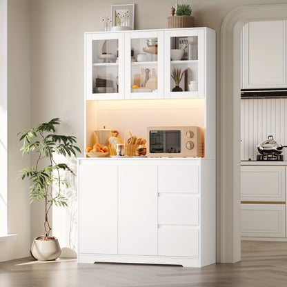 Dressoir – Ladekast – Opbergkast – Buffetkast – Keukenkast – Wit – 180x100x38,5 cm – 3 Lades & 5 Deuren Met Verstelbare Planken