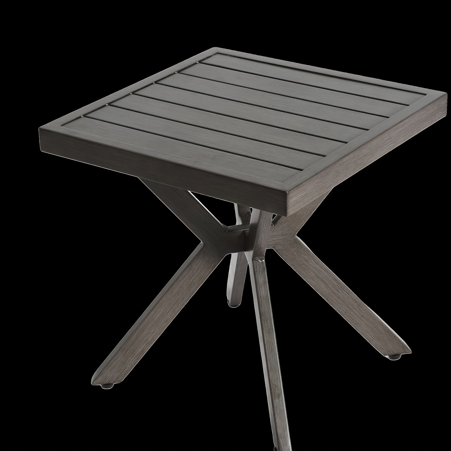 Bijzettafel – Sidetable – Salontafel – Banktafel – Nachtkastje – Weerbestendig Aluminium – Donkergrijs – Vierkant – Modern X-poot – Voor Binnen en Buiten