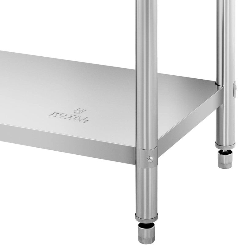 Werktafel RVS – Roestvrijstalen Werkbank – Werktafel Met Opstaande Rand – Opbergtafel – Werktafel Met Planken – 200x70 cm – Robuust RVS Met 2 Opbergniveaus