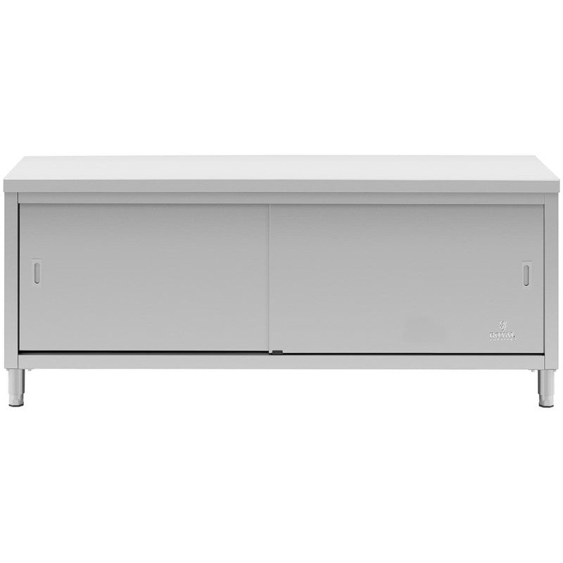 Roestvrijstalen Schuifdeurkast – RVS Kast – Werkbank – Opbergkast – Schuifdeurkast – 200x70 cm – Hoge Draagkracht 600 kg – Verstelbare Pooten