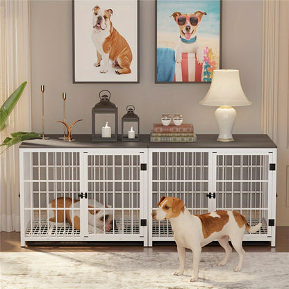 Hondenbench – Hondenkooi – Hondenren – Hondenhok – Hondenkennel – Zwaar Stalen Constructie – Uitschuifbare Tray – Extra Ruim – Wit