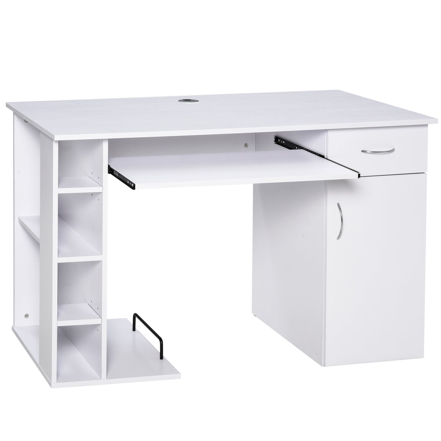 Computerbureau – Computertafel – Bureau – Werkplek – Computermeubel – Met Lade En Keyboardlade – MDF 120x60x74 cm Wit