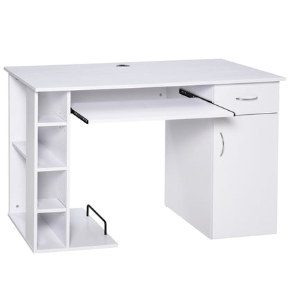 Computerbureau – Computertafel – Bureau – Werkplek – Computermeubel – Met Lade En Keyboardlade – MDF 120x60x74 cm Wit