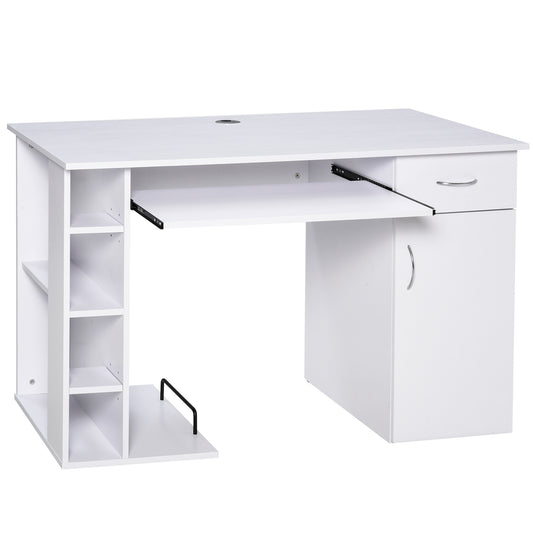 Computerbureau – Computertafel – Bureau – Werkplek – Computermeubel – Met Lade En Keyboardlade – MDF 120x60x74 cm Wit