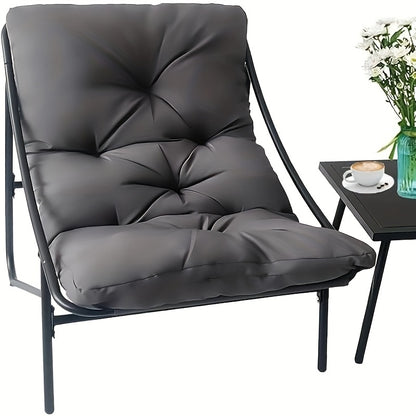 Loungeset – Loungebank – Tuinbank – Balkonset – Zitzetel – 3-delig Zwart – Inklapbaar & Verstelbare Rugleuning