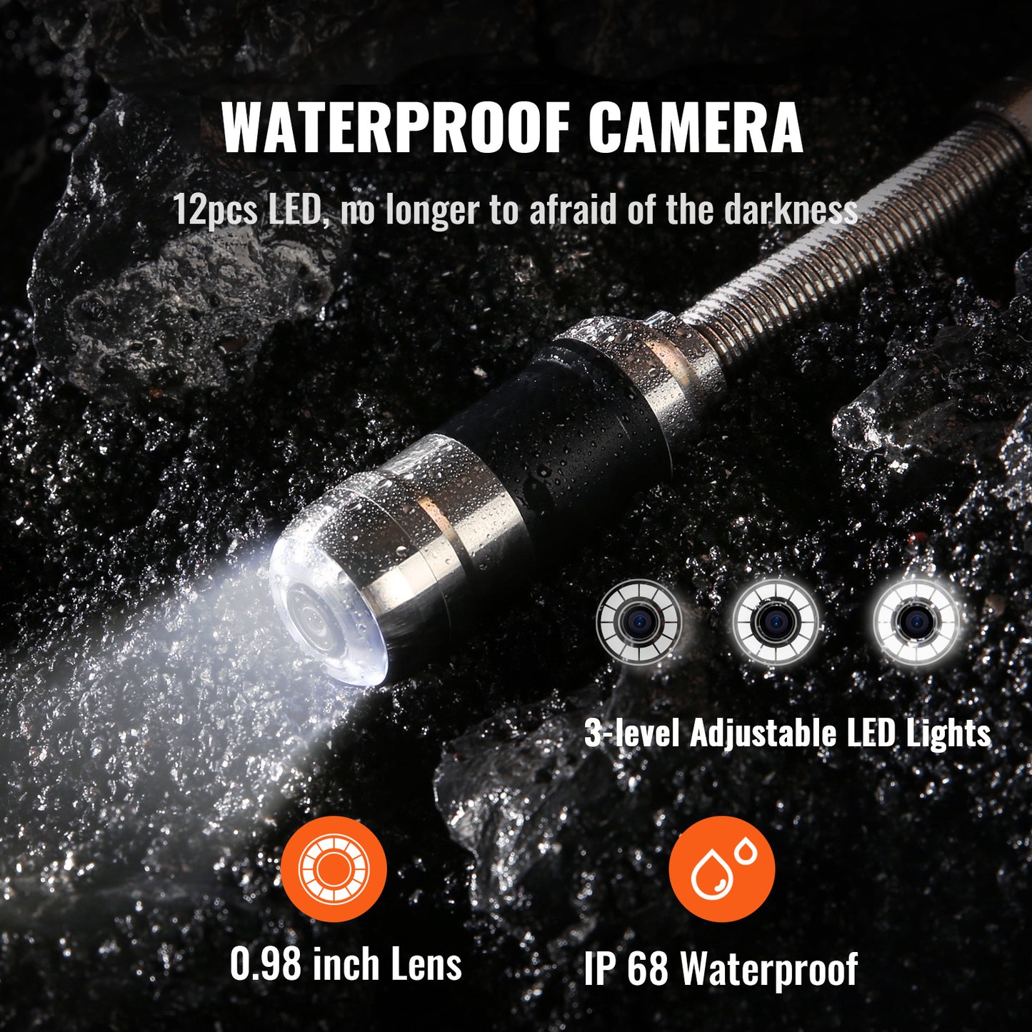 Rioleringcamera – Inspectiecamera – Endoscoop – Pijpcamera – Afvoerinspectie – 7 Inch Scherm – 12 LED’s verstelbaar – IP68 Waterdicht – 16 GB SD-kaart – 30 Meter Kabel