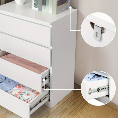 Ladekast – Ladenkast – Kommode – Dressoir – Opbergkast – Modern Design – Anti-Kantel Kit – Houten Kast – Wit – 4 Lades – 68,5 cm Hoog – 3,2 cu ft Opbergruimte