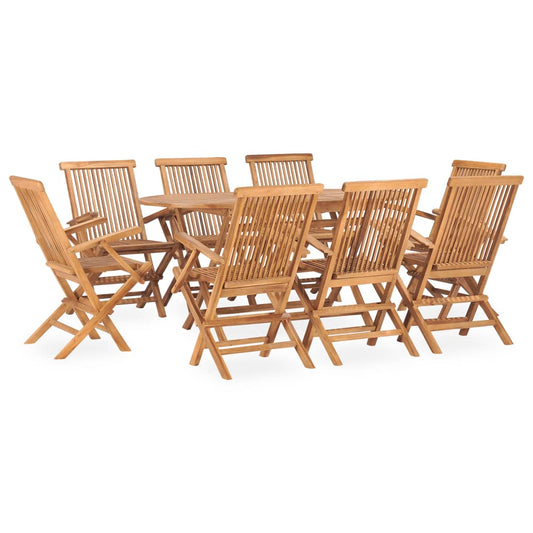 Teak Houten Tuinset – Tuinmeubelset – Buitenmeubilair – Eettafel Set – Terrasmeubilair – Inklapbare Stoelen Met Armleuning – Weerbestendig Massief Teak – Afm. 160x80x75 cm